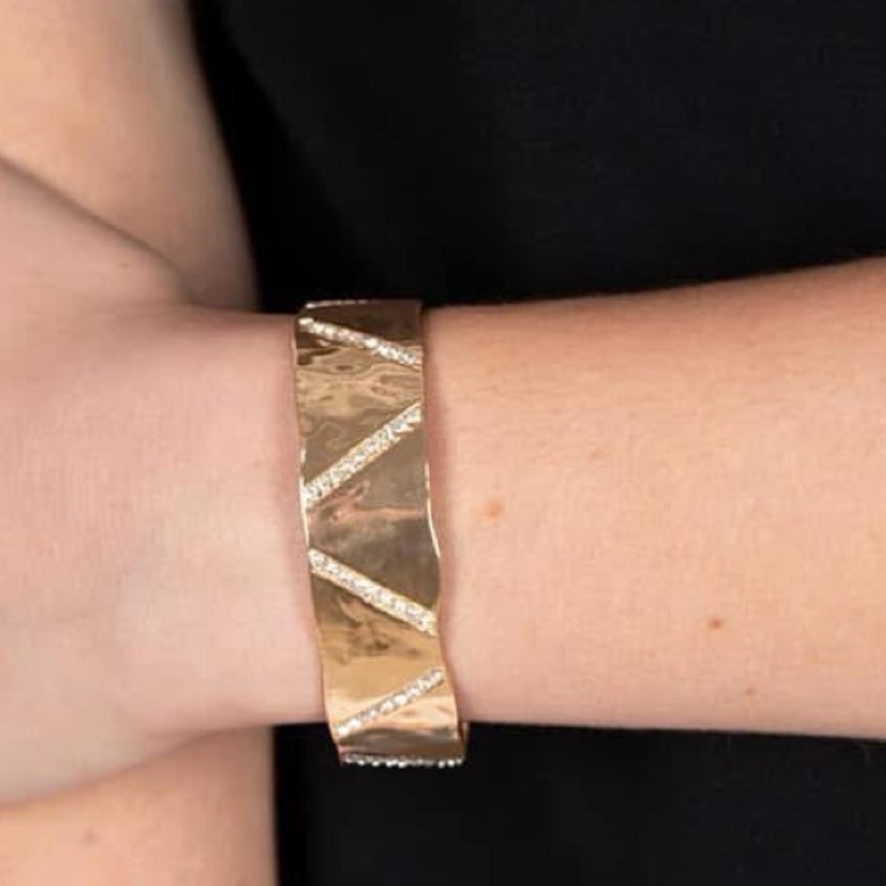 Gold cuff with crystal rhinestone details